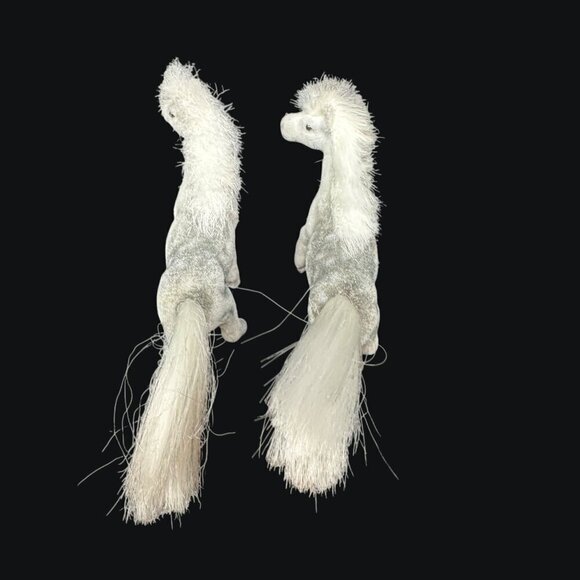 Vintage White Flocked Pony Fur Mane Tail 3in Miniature Horse Toy Fuzzy White - Picture 3 of 14